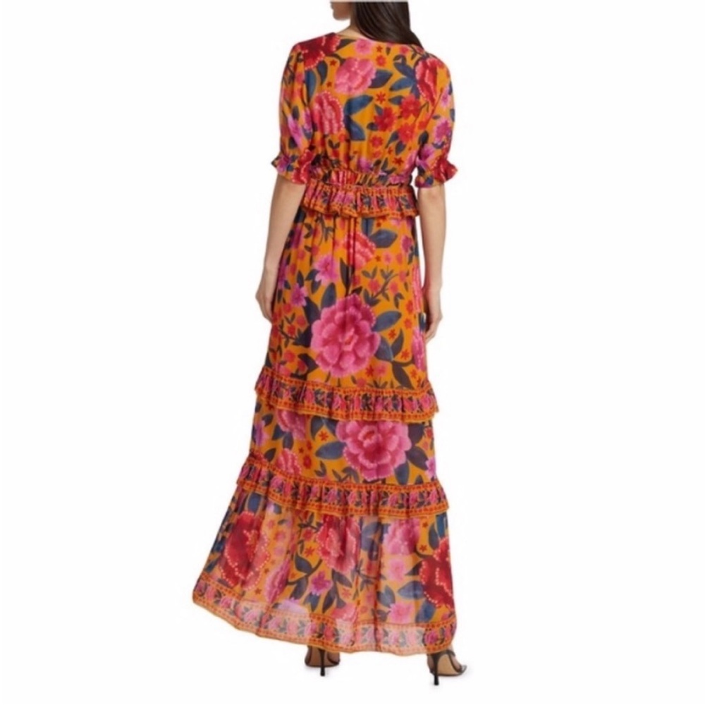 NEW Farm Rio Floral Dream Maxi Dress Floral Dream Yellow XS - Picture 6 of 17